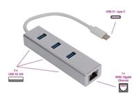 USB-C 3.1 hub 3x USB-A 3.0 + 1x 8P8C (RJ45) Velleman PCMP202 - thumbnail