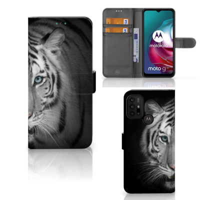 Motorola Moto G10 | G20 | G30 | Telefoonhoesje | Met pasjeshouder | Tijger