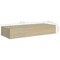 viaXL Wandschap met lade 60x23,5x10 cm MDF eikenkleurig - thumbnail