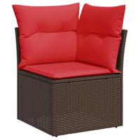 5-delige Loungeset met kussens poly rattan bruin - thumbnail