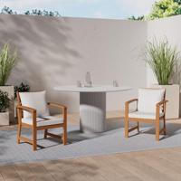 Tuinstoelen 2 st met crmekleurig kussen massief acaciahout - thumbnail