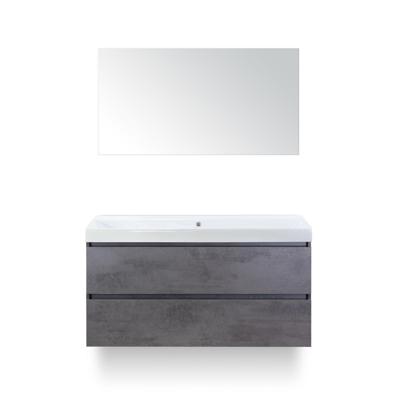 Maxx XL Badmeubelset 120 cm - Beton Antraciet - Wastafel Just Enkel Zonder kraangat - met Spiegel