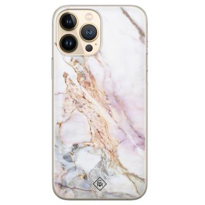 iPhone 13 Pro Max siliconen hoesje - Parelmoer marmer