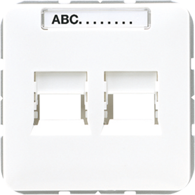 Jung CD500 RJ45 inbouwset met draagframe en inzetplaat wit