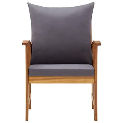 Tuinstoelen 2 st met kussens massief acaciahout - thumbnail