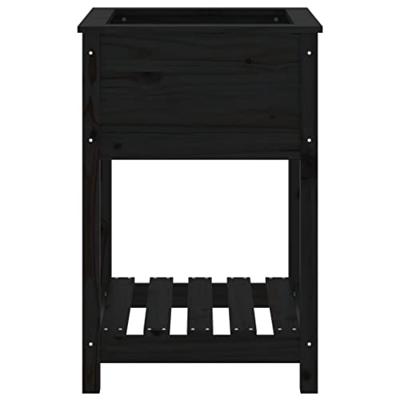VidaXL Plantenbak met schap 54x54x81 cm massief grenenhout zwart VidaXL Plantenbak met schap 54x54x81 cm massief grenenhout zwart