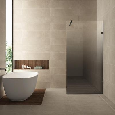 Inloopdouche Rechts Wiesbaden Less 120x200 cm 8 mm Nano Spiegelrook- naar Helder Glas Mat Zwart