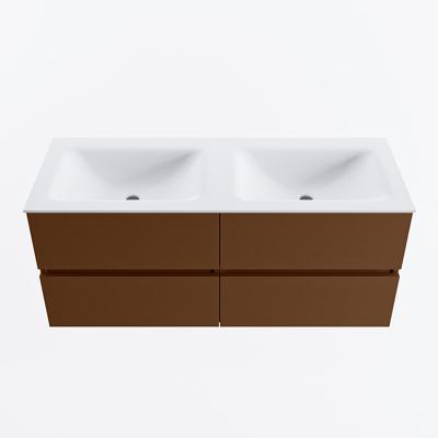 MONDIAZ VICA 120cm badmeubel onderkast Rust 4 lades. Wastafel CLOUD dubbel 2 kraangaten, kleur Talc.