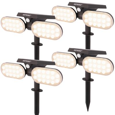 Set van 4 Pato - Solar prikspot - Bewegingssensor en schemerschakelaar - PIR - 3000K Warm wit - 2 lichtstanden - 300 Lumen - 6-12 uur brandtijd - IP65 waterdicht - Tuinspot