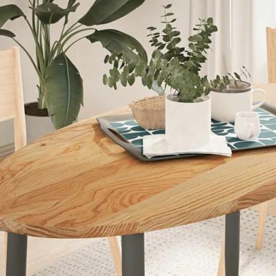 Tafelblad 120x60x2 cm ovaal massief eikenhout lichtbruin