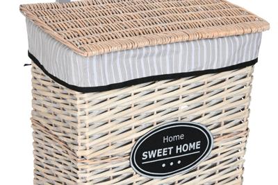 Wasmand Home ESPRIT Wit Bruin Zwart Grijs Natuurlijk vlechtwerk Shabby Chic 47 x 35 x 55 cm 5 Onderdelen