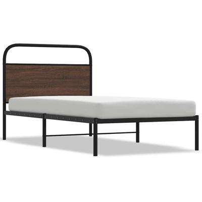 Bedframe zonder matras bewerkt hout bruin eikenkleur 107x203 cm - thumbnail