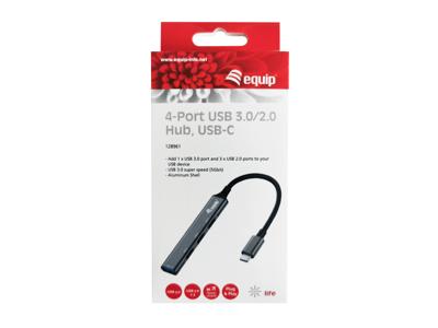 Equip 128961 128961 USB-hub 4 poorten USB-A USB 3.1 Gen1 5 GBit/s Met USB-C stekker Zwart, Grijs Equip 128961 128961 USB-hub 4 poorten USB-A USB 3.1 Gen1 5 GBit/s Met USB-C stekker Zwart, Grijs