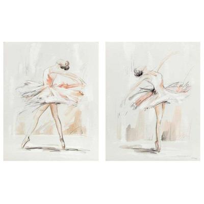 Schilderij DKD Home Decor 80 x 3,7 x 100 cm Balletdanseres Romantiek (2 Stuks)