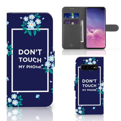 Samsung Galaxy S10 Plus Portemonnee Hoesje Flowers Blue DTMP Samsung Galaxy S10 Plus Portemonnee Hoesje Flowers Blue DTMP