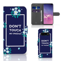 Samsung Galaxy S10 Plus Portemonnee Hoesje Flowers Blue DTMP - thumbnail