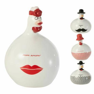 J-Line beeld kip french 11 cm 4 assorti | 12 stuks