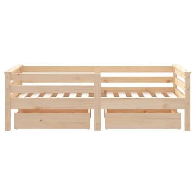 Kinderbedframe met lades 70x140 cm massief grenenhout