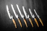Santoku mes - GESMEED - KATAI - VG10 staal - Handvat van wortelhout - L 14 cm - thumbnail