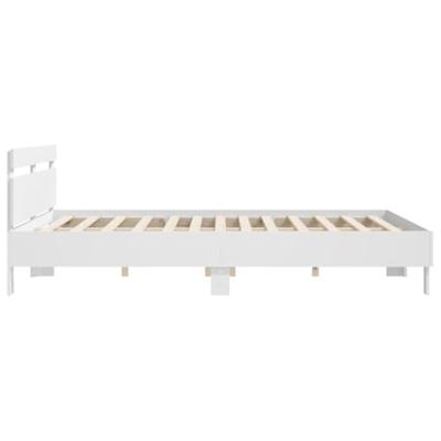 Bedframe met hoofdeinde bewerkt hout wit 200x200 cm