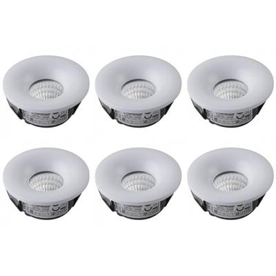 LED Veranda Spot Verlichting 6 Pack - Inbouw Rond 3W - Natuurlijk Wit 4200K - Mat Wit Aluminium - Ø48.5mm