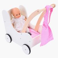 Houten Poppenloopwagen Roze/Wit - thumbnail