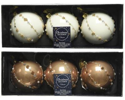 Decoris Kerstballenset glas a 3 stuks camel 8cm
