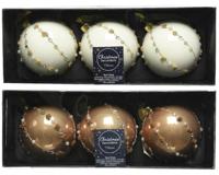 Decoris Kerstballenset glas a 3 stuks camel 8cm - thumbnail