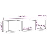 Wandplank met plank Zwart eiken 75 x 18 x 18 cm Bewerkt hout - thumbnail