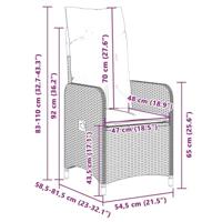 7-delige Bistroset met kussens poly rattan zwart - thumbnail