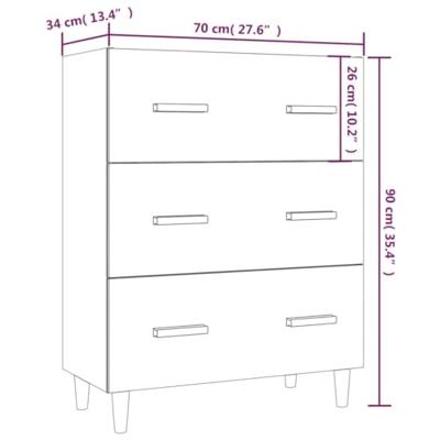 Dressoir 70x34x90 cm bewerkt hout betongrijs