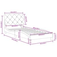 Bedframe met LED-verlichting fluweel lichtgrijs 80x200 cm - thumbnail