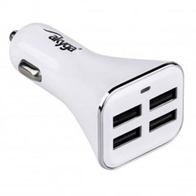 Akyga USB-oplader 34 W 4x USB-A Wit Auto