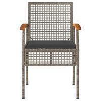 Tuinstoelen 2 st met kussens poly rattan en acaciahout grijs - thumbnail