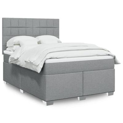 Boxspring met matras stof lichtgrijs 140x200 cm
