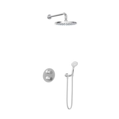 Hotbath Buddy - Inbouw Regendoucheset - Thermostatisch - Wandarm 35 cm - Hoofddouche 300 mm - Ronde Handdouche 3 Standen - met 2-Weg Stop-Omstel - Waterbesparend - V01