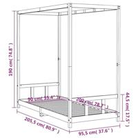Kinderbedframe 90x200 cm massief grenenhout zwart - thumbnail