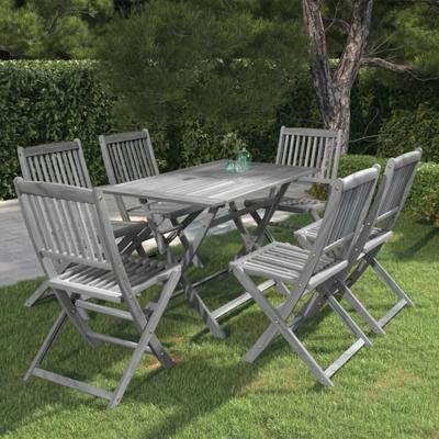 7-delige Tuinset massief acaciahout grijs