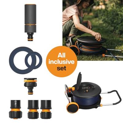 Fiskars Comfort Waterwheel 1071670 Slangwagen 13 mm 31.5 m 1/2 inch 1 stuk(s) Zwart, Oranje Fiskars Comfort Waterwheel 1071670 Slangwagen 13 mm 31.5 m 1/2 inch 1 stuk(s) Zwart, Oranje