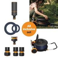 Fiskars Slanghaspel M met Wielen incl. 20 m Tuinslang - 1071639 - thumbnail