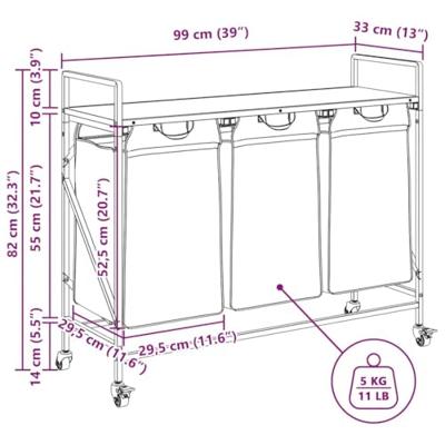 Wasmand 3 vakken met planken bruin eikenkleurig