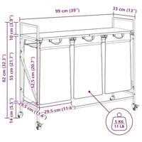 Wasmand 3 vakken met planken bruin eikenkleurig - thumbnail