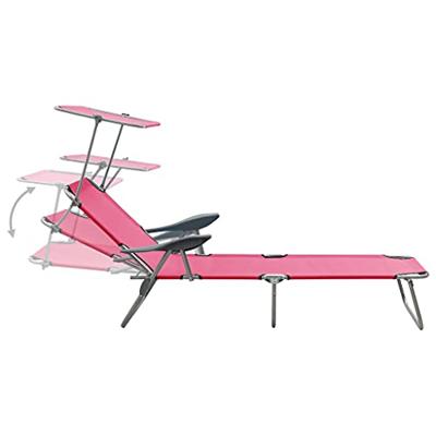 Ligbed met luifel staal roze - thumbnail
