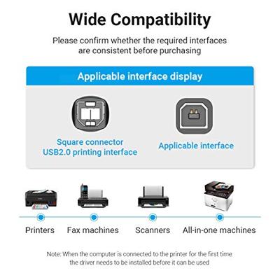 VENTION USB Printerkabel Scannerkabel, USB A 2.0 Mannelijk naar USB B Mannelijk Printer Scanner Kabel Compatibel met Epson, HP, Canon, Dell, Lexmark, Xerox en Andere USB B Apparaten (1m)