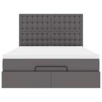 Ottoman bed met matras 140x190cm kunstleer grijs - thumbnail