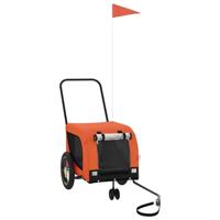Hondenfietstrailer oxford stof en ijzer oranje en zwart - thumbnail
