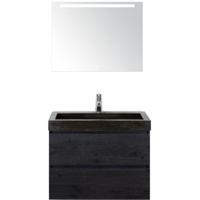 Maxx XL Badmeubelset 80 cm - Black Oak - Wastafel Lucca 1 Kraangat met LED Spiegel - thumbnail