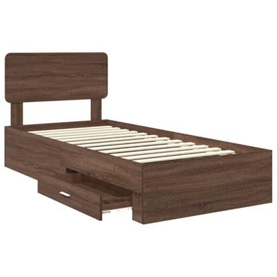 Bedframe met hoofdeinde Bruin Eiken 75 x 190 cm Bewerkt hout