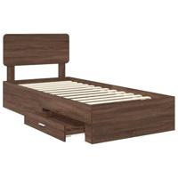 Bedframe met hoofdeinde Bruin Eiken 75 x 190 cm Bewerkt hout - thumbnail