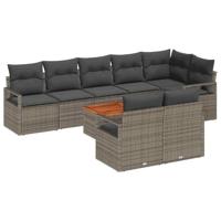 Tuinbankenset met kussen 9 pcs Grijs poly rattan - thumbnail